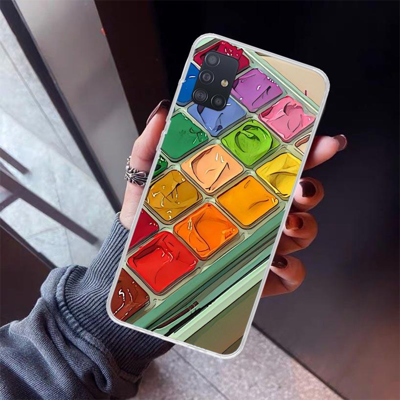 Watercolors Set Paint Palette Painting Box Phone Case For Samsung Galaxy A12 A52S A42 A32 A22 A51 A50 Note 20 Ultra 10 S10 Plus