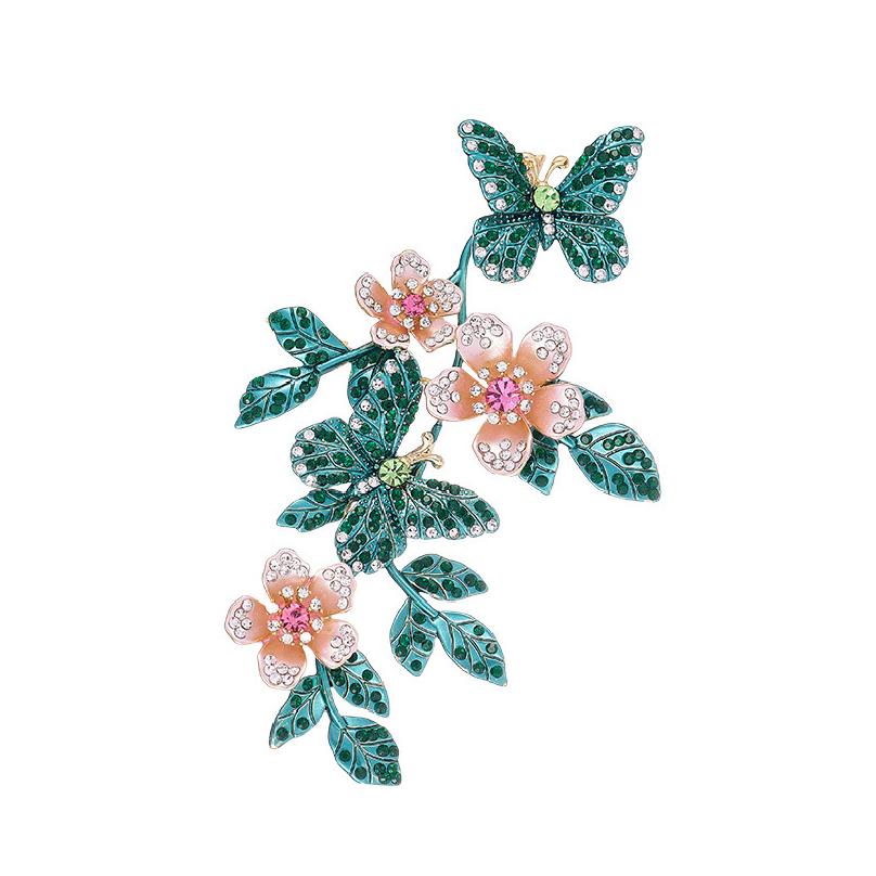 

fresh flower butterfly painted brooch, niche design, light luxury and elegant, anti-exposure, suit jacket зелёный