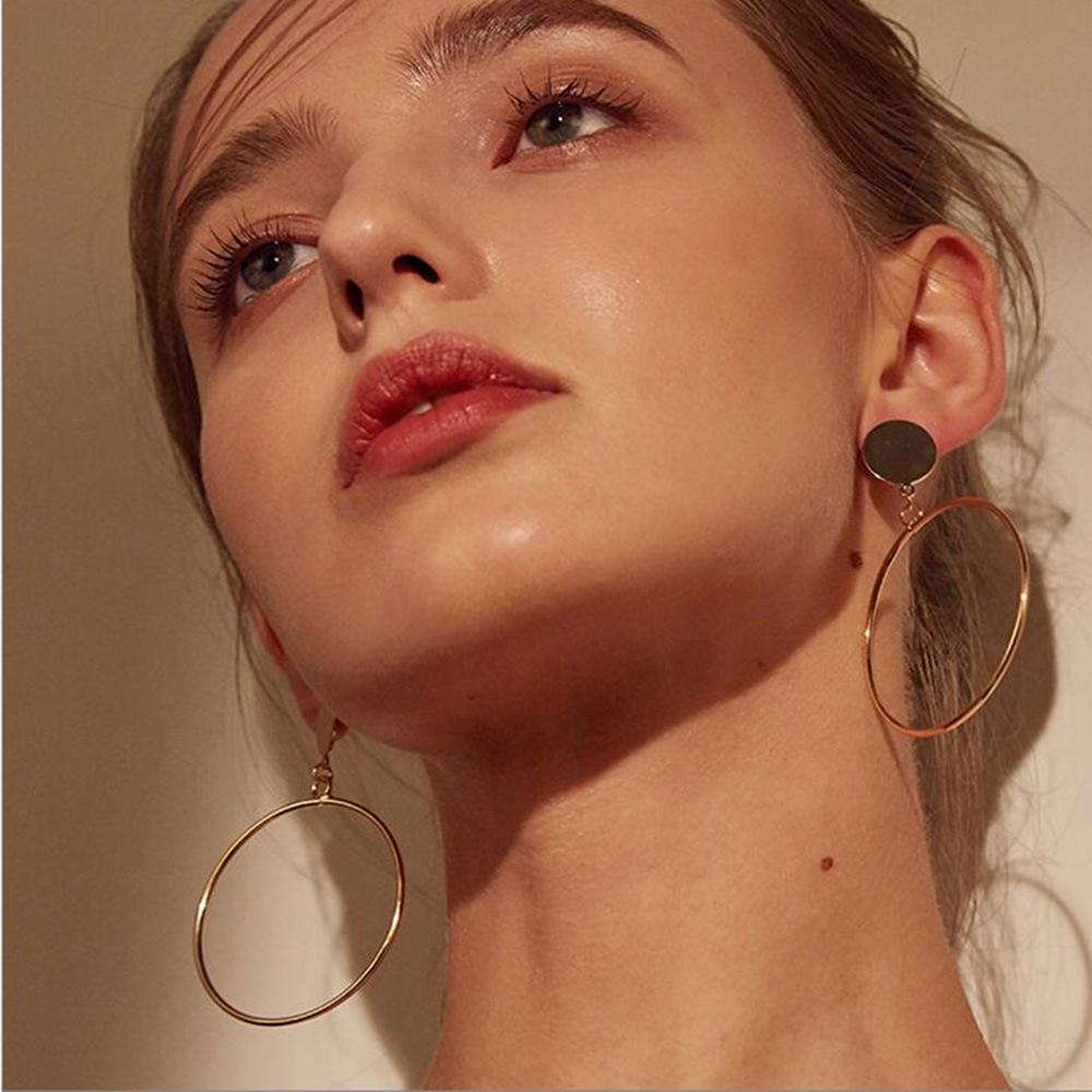 Womens Alloy Stylish Hoop Earrings Modern Geometric Shape Accessory Statement