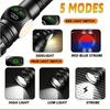 LED Flashlight 5 Lighting Modes COB Red Side Light with Magnet USB Rechargeable Torch Light Built In Battery for Hiking