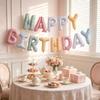 Happy Birthday Balloon Banner for Colorful Pastel Birthday Party Decorations 16Inch 3D Plaid, Polka Dots, Letter Pastel Balloons