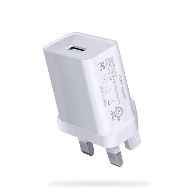 UK 3-Pin 5V2A Handy-Ladegerät mit USB-Anschluss und 1A Schnellladung