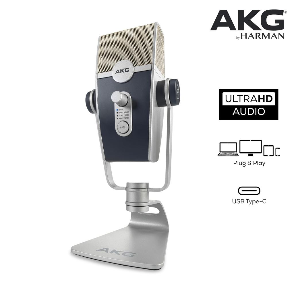 AKG LYRA C44 USB Condenser Microphone for Windows and Blucoil Pop Filter Windscreen USB Extension Cable iOS, Android, Mac, PC, 3-FT 2.0 Type-A