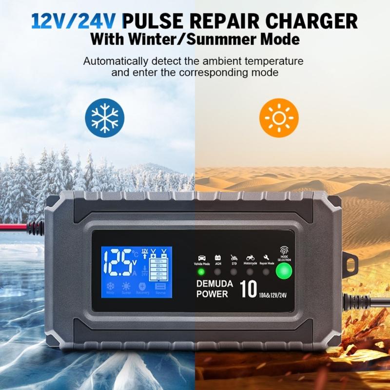 Smart Fully Automatic Battery Chargers, 12V 24V Maintainer Trickle Chargers for Car Truck Motorcycle Lead Acid Batteries
