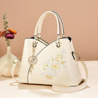 Chinese Style Commuting Women's Bag New Middle-aged Women's Large Capacity Embroidered Handbag Shoulder Crossbody Bag