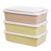 Sanko Plastic Bento Box/Picnic Case with 3 Side Plates, Earth Beige, 116789, Approx. 26.5cm W x 15.5cm D x 22cm H
