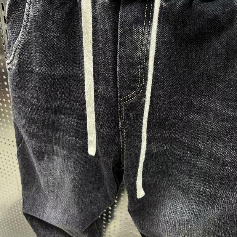 Jeans Casual alla Moda con Vita Elastica Pantaloni Harem Larghi Primavera Uomo