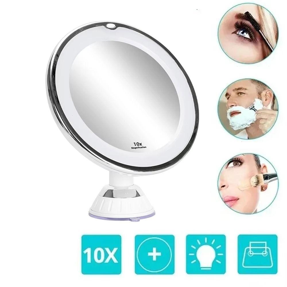 Flexible 10x Magnifying LED Light Desktop Mirror 3 Color Lighting Modes Cosmetic Mirrors  Dorm