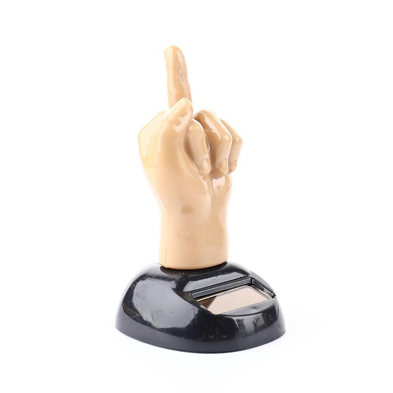 Solar Powered Mid Finger Shaking Toy Car Dashboard Dancing Figure Toy Brown Creative Car Bobbleheads Decorative Ornament