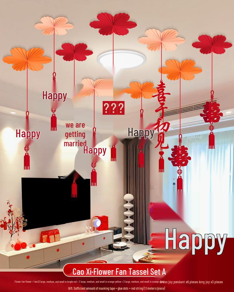Ceiling Hanging Decorations: Wedding, Living Room, Bedroom, Boudoir Pendants & Fan Floral Ornaments