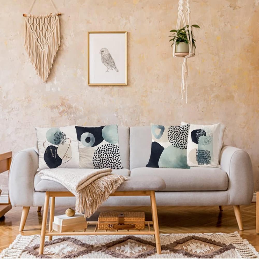 Ink and Wash Geometric Pattern Simple and Elegant Pillowcase Bedroom Sofa Decorative Cushion Cover with Zipper