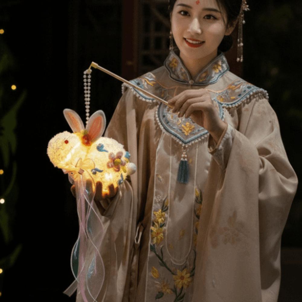 Handmade Plush Bunny Lamp Luminous Mid-Autumn Lantern Rabbit Lantern  Photoshoot Decor
