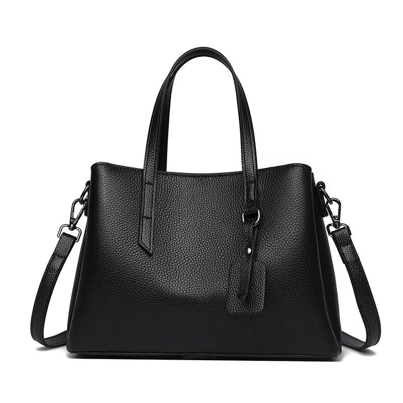 Real cowhide handbag winter new fashion high-end niche one-shoulder messenger bag first-layer cowhide women s bag чёрный