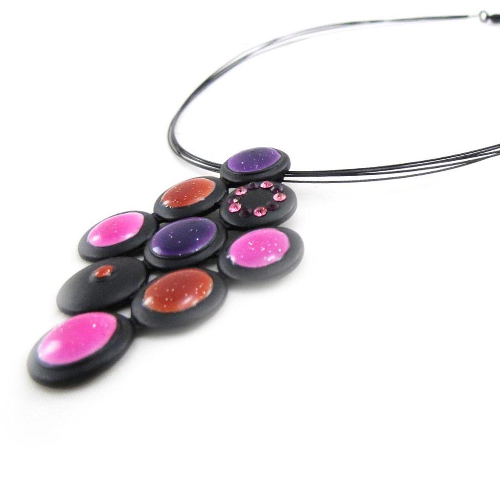 NOA [J4503] - Designer Necklace 'Coloring' Pink Purple