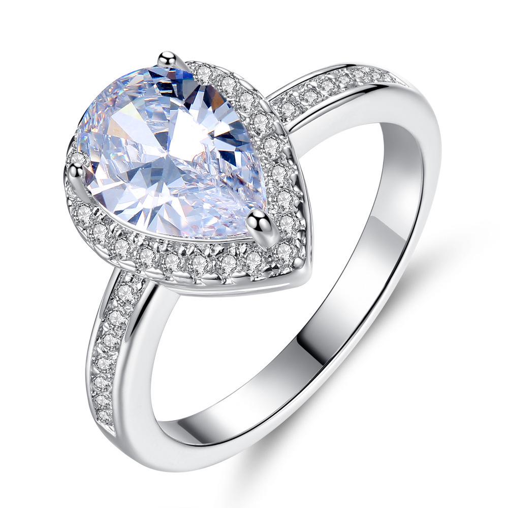 Suibian Gem-Shaped Topaz Imitation Ring - Water Drop Style for European & American Fashion