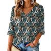 Women's V-Neck Print Lightweight Blouse for Spring and Summer
