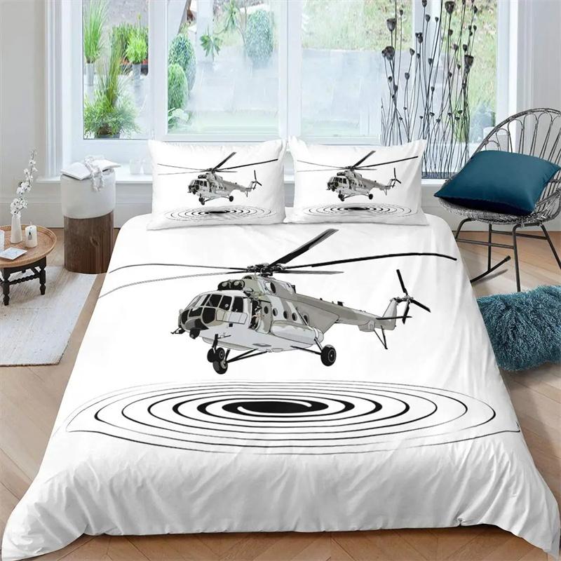Premium Airplane Duvet Cover Planes Fying In Air Aviation Airport Helicopters And Jets Cartoon Style Room Decorative For Boys Girls Gift