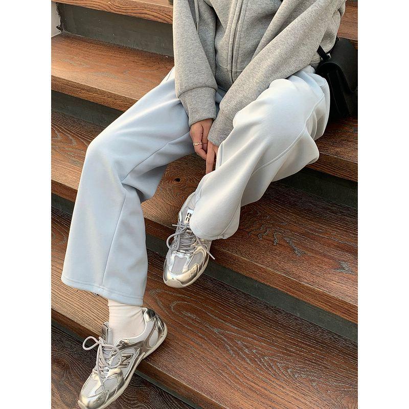 

Sunnie Classic Easiest for Match Shoelace Two-Way Wear Loose Sweatpants 2025 Laid-Back Figure Flattering Work Clothing Straight-leg Casual Pants Light blue L