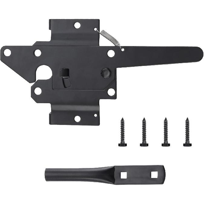 WellMade Heavy Duty Self-Locking Gate Latch for Wooden Fence, Post Mount Automatic Gravity Lever Door Latches for Garden Outdoor/Pool Gate, Metal