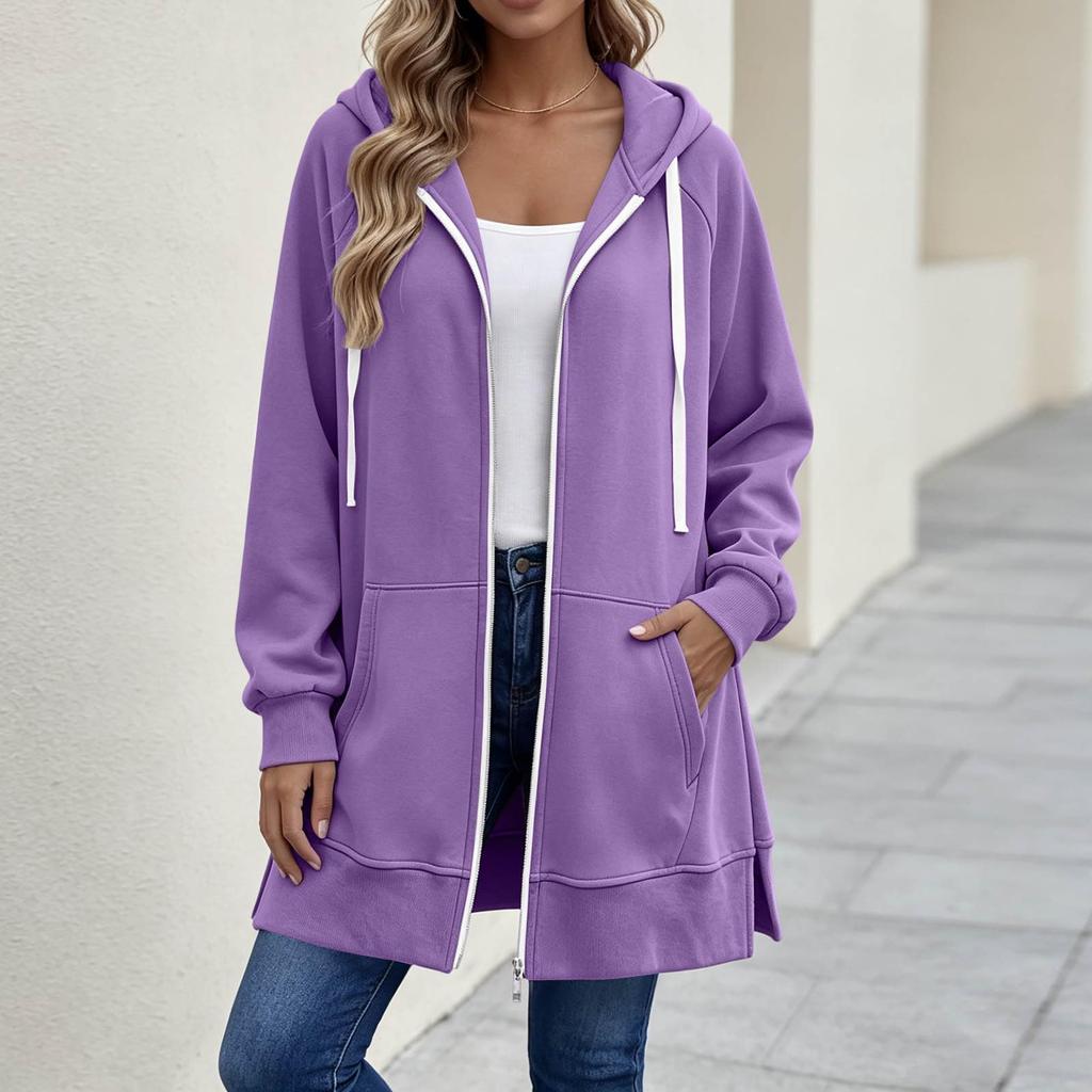Giacca da donna casual con cappuccio e zip intera