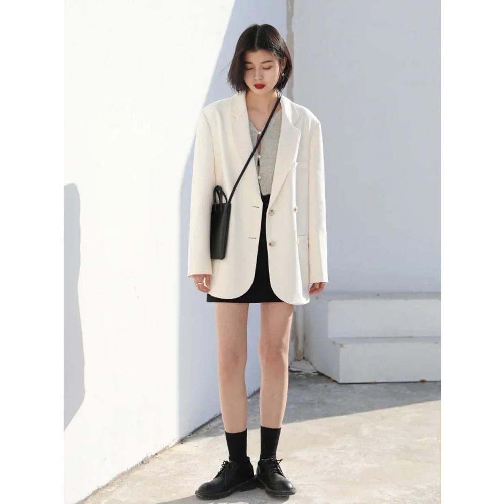 Women's Blazer Casual Solid Long Sleeve Coats Office Lady Elegant Fashion Clothing Spring Autumn