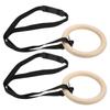 1 Pair Wooden Gymnastic Rings with Adjustable Buckle Straps 330lbs Capacity Pull Up Exercise Rings for Home Gym Workout