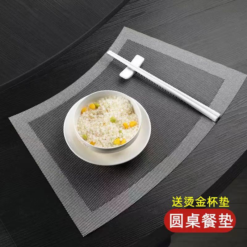 

Fan-Shaped Round Table Placemat Heat-Resistant Waterproof Dining Mat Bowls Plates Modern Oriental Style Home Hotel Restaurants 45x30cm 1pc