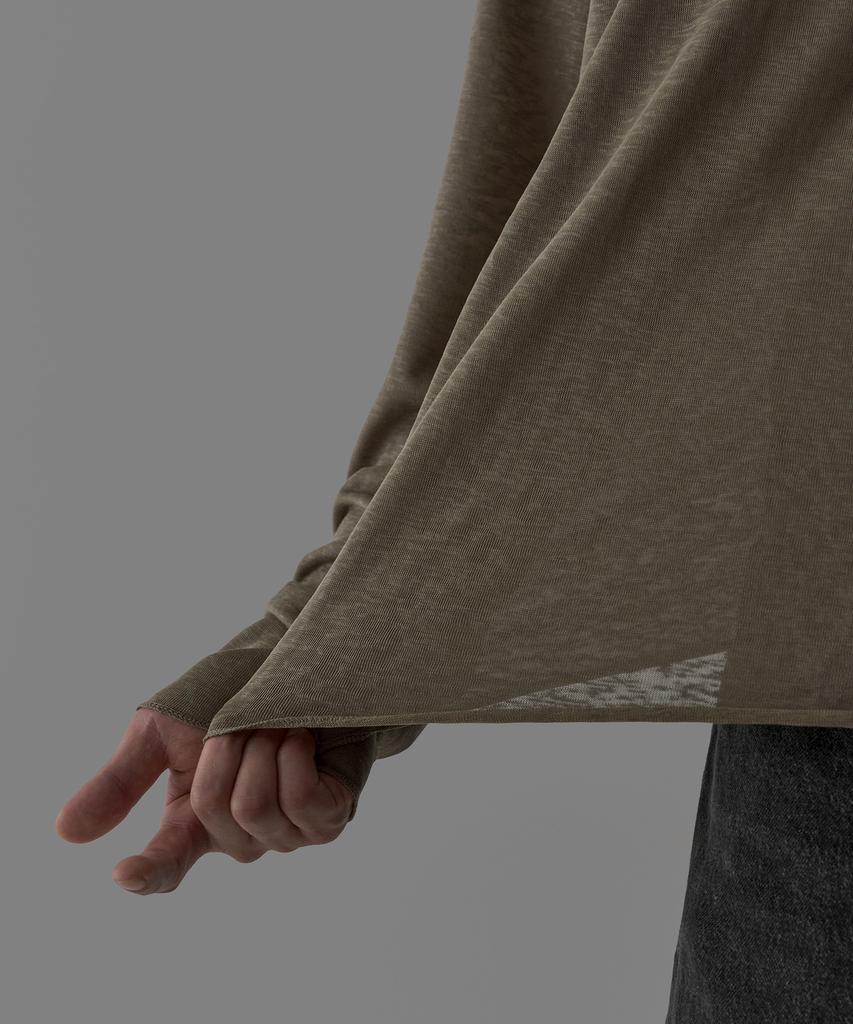 Baulopeulodeogteu Tencel Ribbed Boat Neck Knit Tee [Brown]