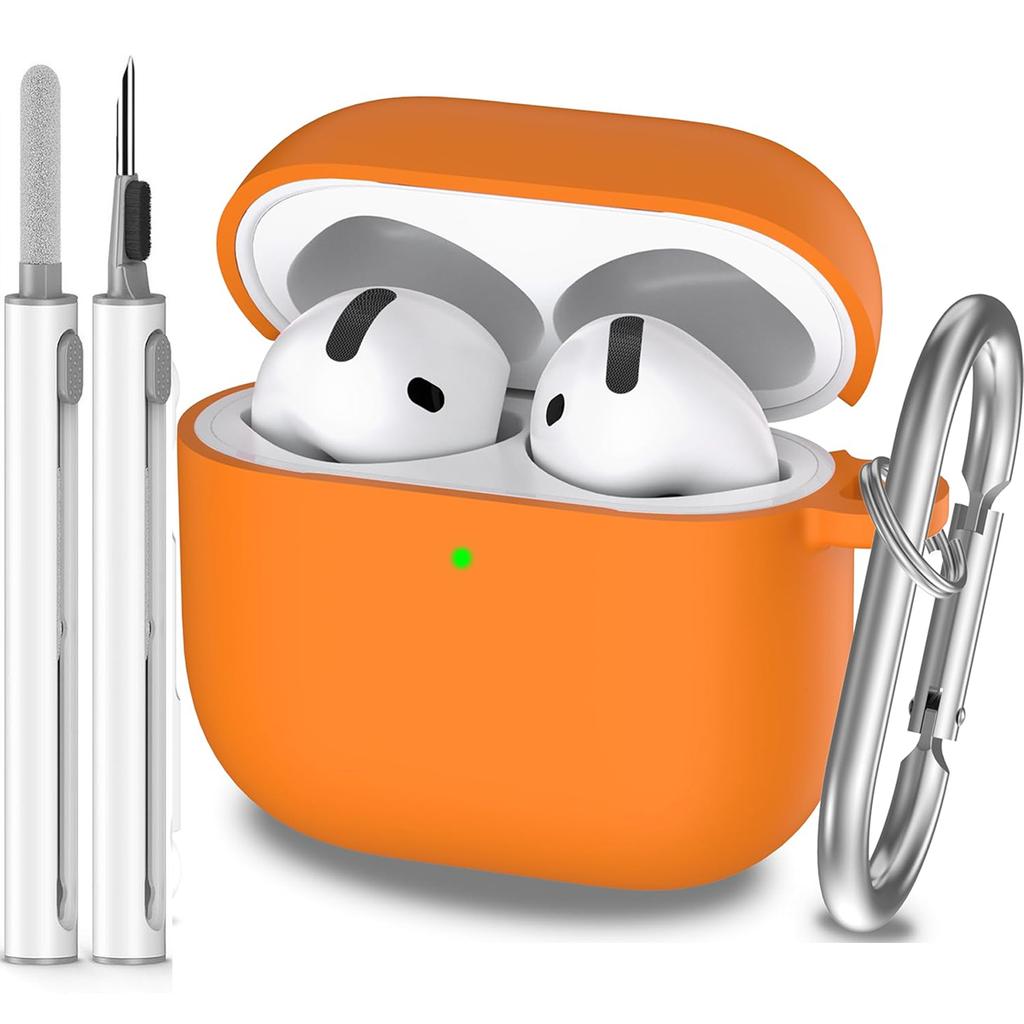 Für AirPods 4. Generation Hülle Abdeckung 2024, Militärqualität Weiches Silikon Stoßabsorbierend für AirPods 4 Hülle mit Schlüsselanhänger & Clea