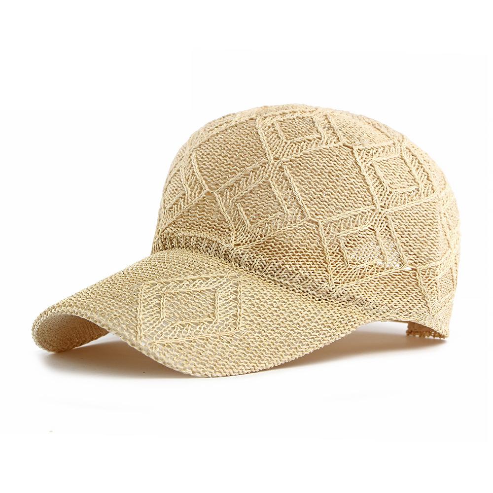 

Women s Summer Knitted Mesh Baseball Cap Breathable Outdoor Sun Hat Style Beach Hat бежевий