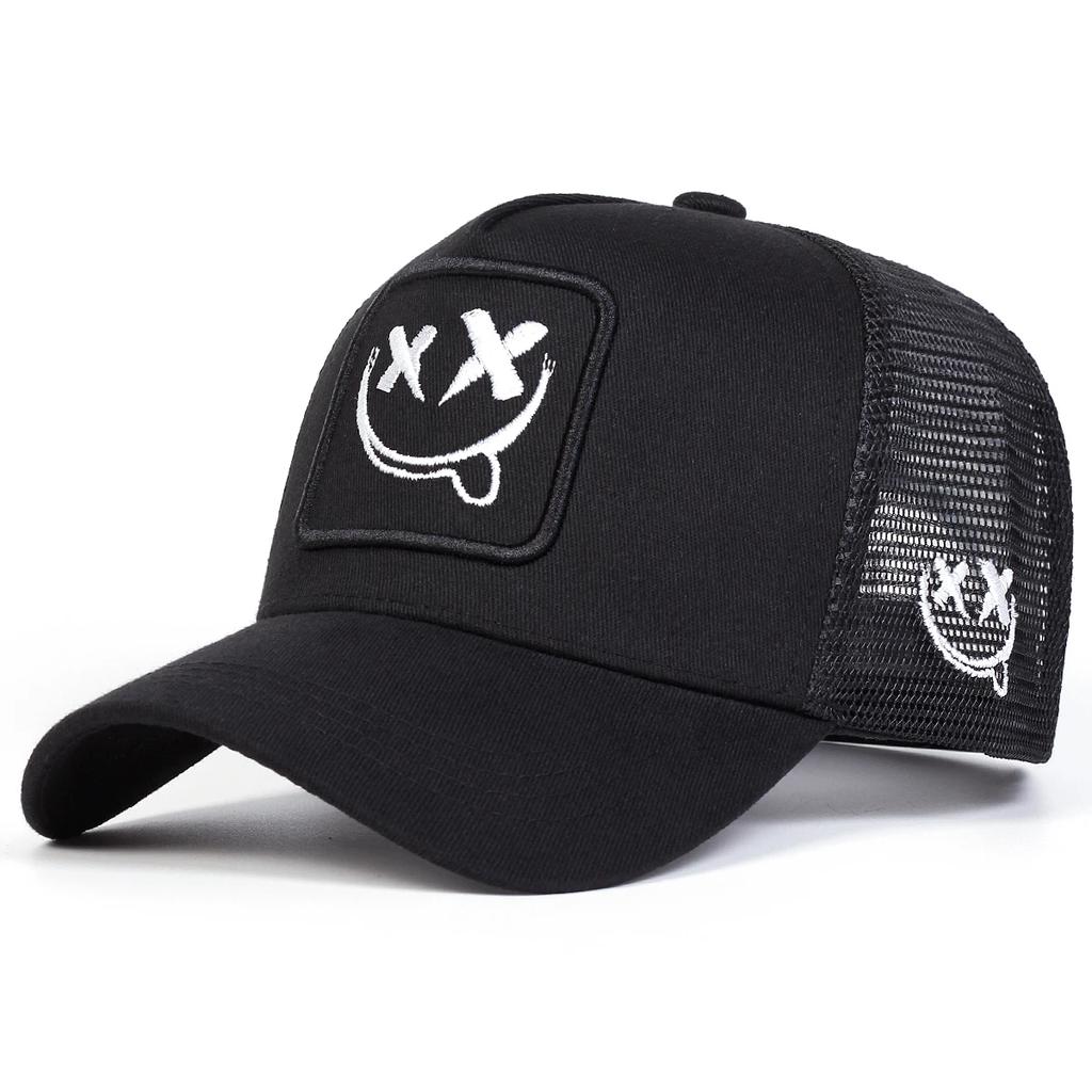 Unisex Xx Smiling Face Embroidery Baseball Net Caps Spring Summer Outdoor Adjustable Casual Hats Dad Hat Sunscreen Hat