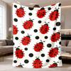 2026 Nuova Coperta in Flanella 1pz Coperta Vintage Rossa Coccinella & Pois per Camper - Morbida Flanella per Tutte le Stagioni, Ideale per Campeggio & Uso Domestico, Resistente E Facile