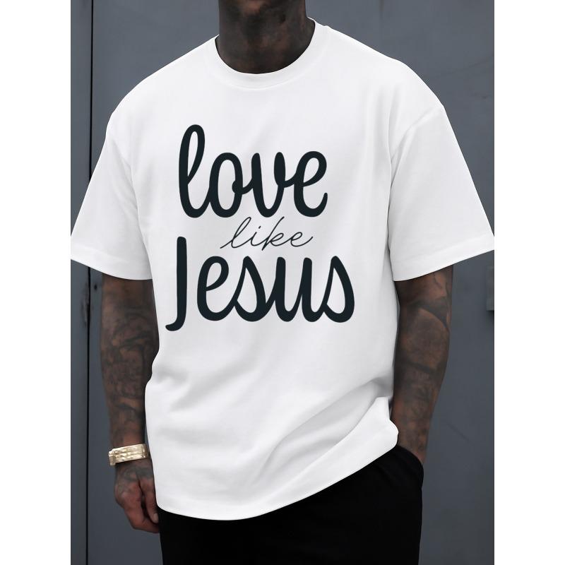 Men s Love Like Jesus T-Shirt - Apparel with Jesus Print, Breathable Round Neck Short Sleeve Casual & Athletic Wear Suitable for All-Season Fitness 2XL