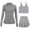 LULU Women's Activewear Set: Tennis Skirt, Stand-up Collar Jacket & Y-back Vest 