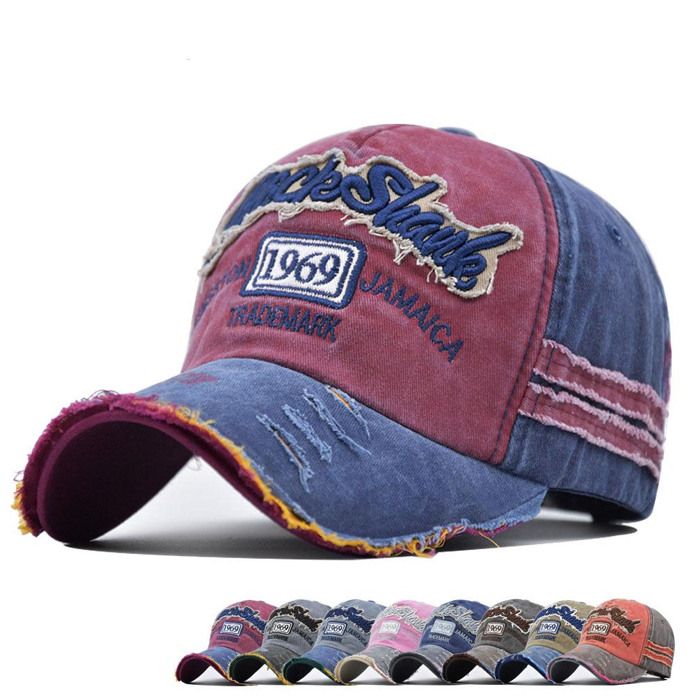Zealous Sole Women's Orange Unisex Washed Denim Baseball Cap High Quality Sports Hats Summer Hat Cap For Men 1969 Letter Streetwear Cap
