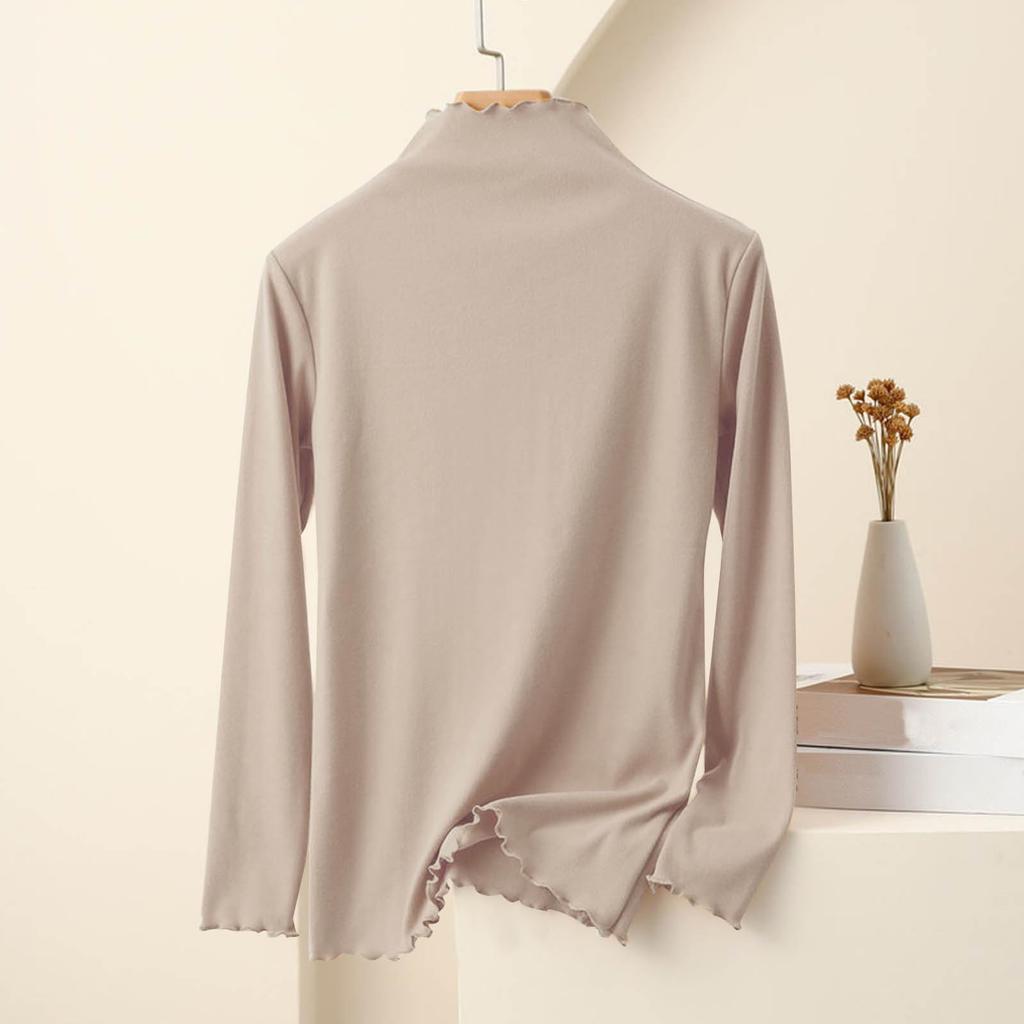 Women's Fashion Solid Colour Long Sleeve Fleece Thickened Top