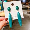 Vintage Colorful Acrylic Water Drop Earrings For Women Fashion Metal Oval Shaped Long Geometric Dangle Earrings Jewelry