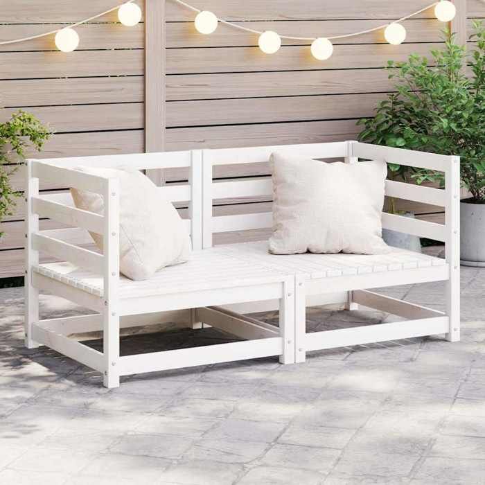 Canapé d'angle de jardin - MAISON EXCLUSIVE - 2 pièces - Blanc - Pin massif - Modulaire