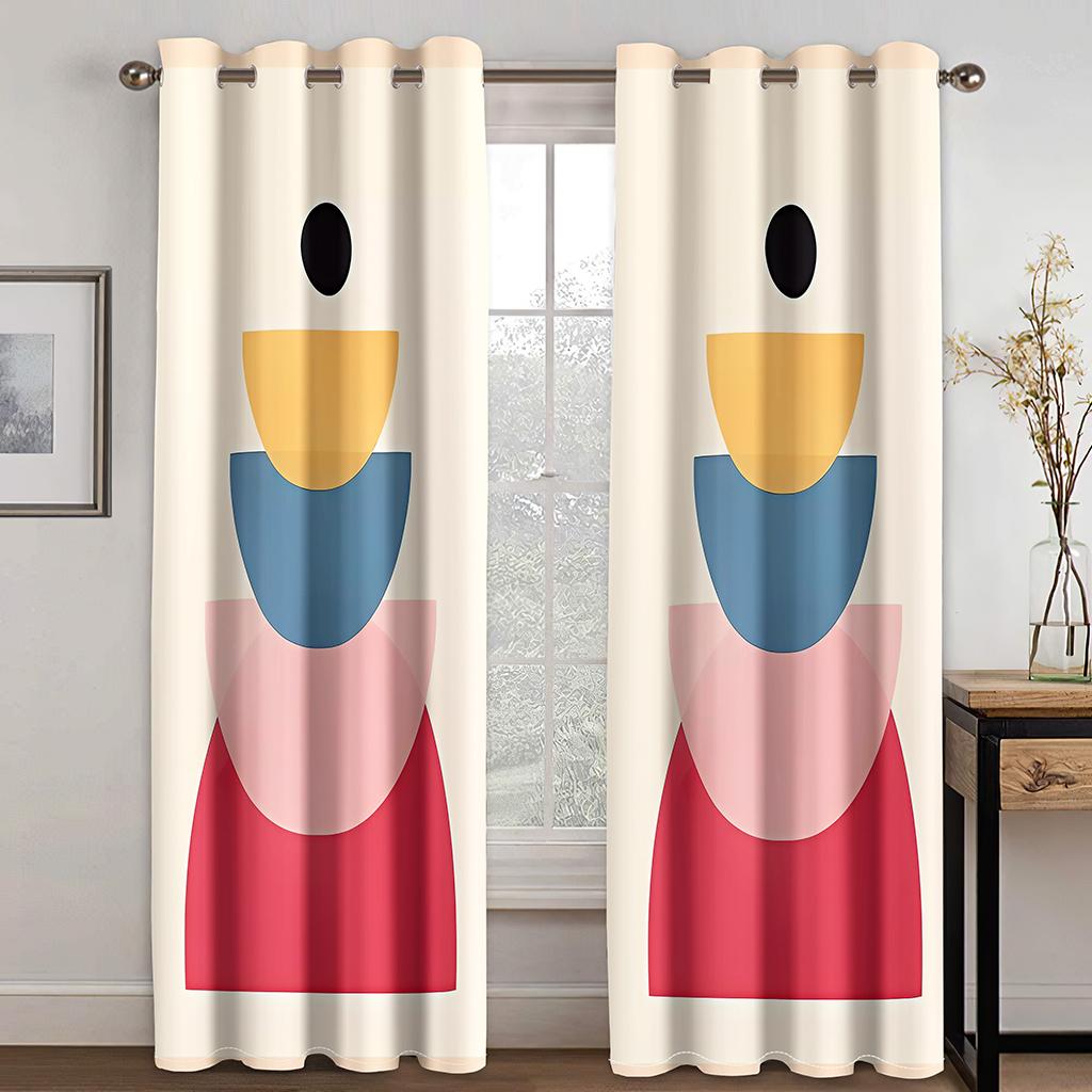 Modern Art Leaf Abstract Simple Window Curtains for Living Room Kids Bedroom Bathroom Cupboard Kitchen Door Home Decor 2Pieces