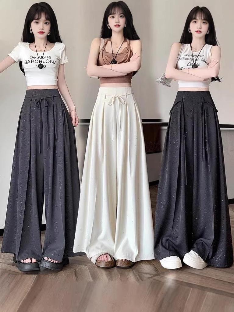 Damen High-Waist Wide-Leg Rockhose - Frühling/Sommer Locker, Figurschmeichelnd, Bodenlang