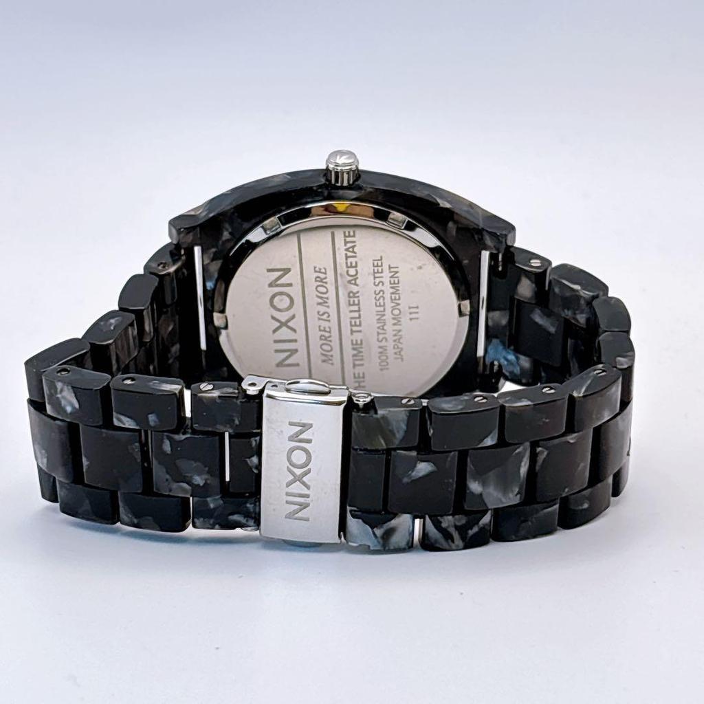 Used Watch NIXON Time Teller Acetate Marble Working Item Good Condition