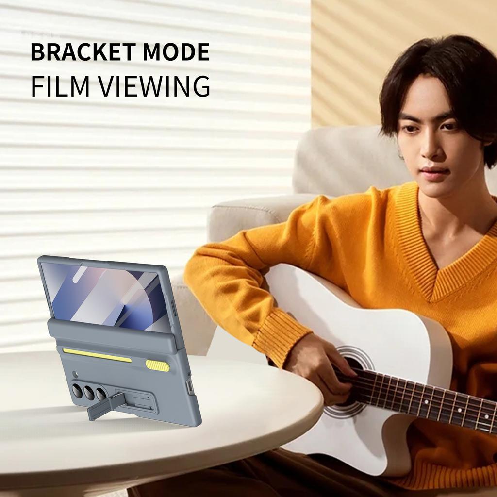 For Samsung Galaxy Z Fold 3 4 5 6 5G Case Magnetic Hinge Screen Glass Film Retractable Pen Slot Bracket Cover For Galaxy Z Fold6