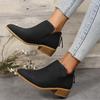 Large Size Women's Shoes Solid Color Pointed Leisure Back Zipper Low Heel Thick Heel Shoes Women