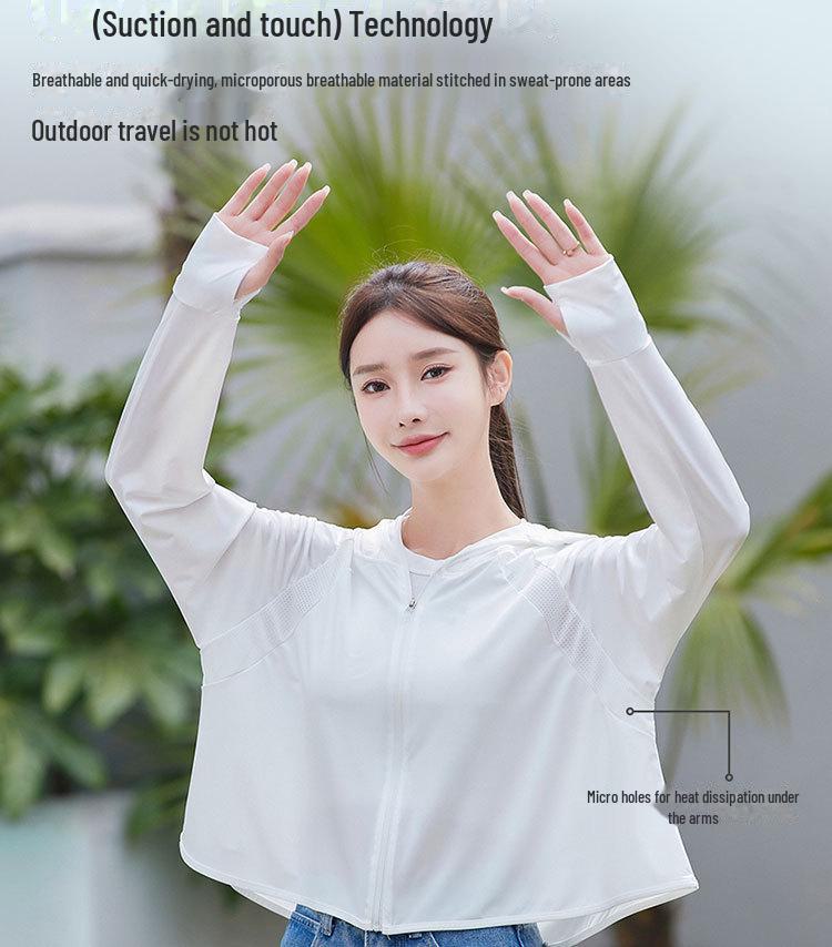 Women's Ice Silk Hooded Sun Protection Shawl - Black, Large Brim, Cool, Thin Vinyl Cape for Summer