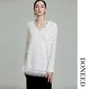 DONEED Elegant V-Neck Sequin Tassel Long-Sleeve Knit Sweater