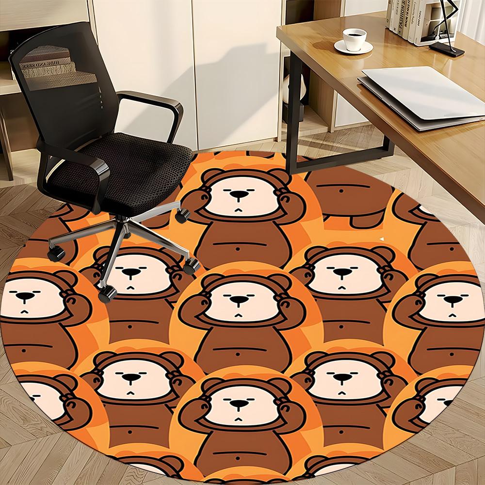 1PC Teddy Bear Print Chair Carpet for Office, Indoor Non-Slip Washable Carpet, Soft Comfortable Mat For Office Room yy250930089