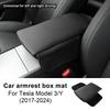 Leather Armrest Pad For Tesla Model 3 Model Y 2017- Highland 2024 Juniper 2025 Center Console Panel Protective Accessories
