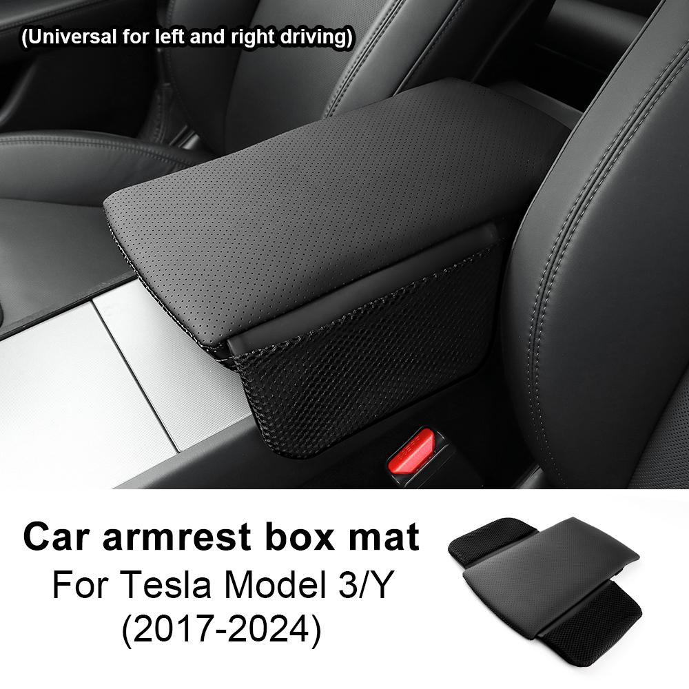 Leather Armrest Pad For Tesla Model 3 Model Y 2017- Highland 2024 Juniper 2025 Center Console Panel Protective Accessories