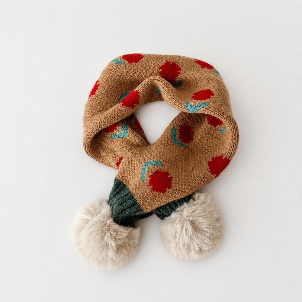 Jacquard Pattern Kids Winter Neckerchief Pompon Baby Girls Scarf Toddlers Warm Scarf  Outdoor Use