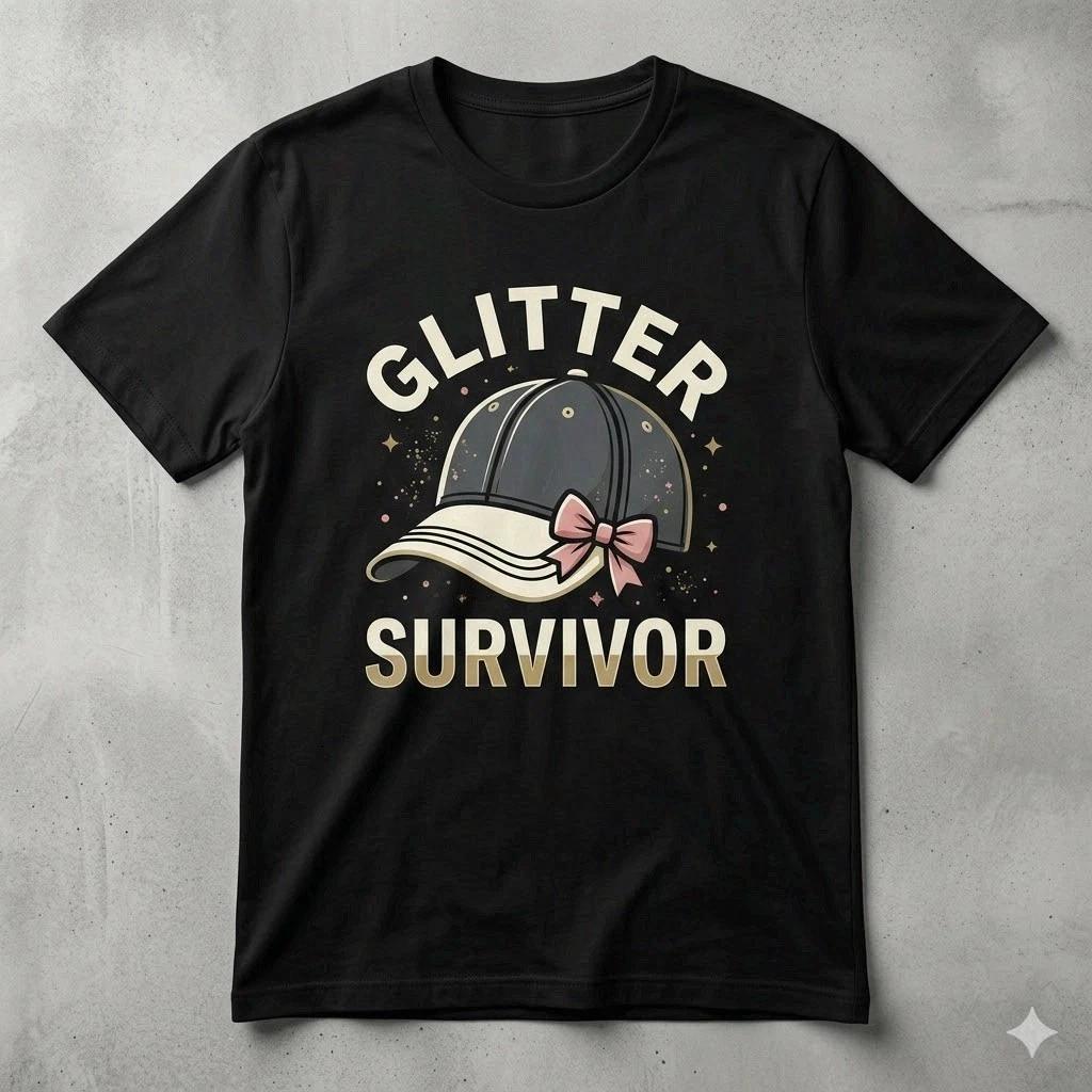 Glitter Survivor Shirt Funny Girl Dad Father s Day Gift Tee L
